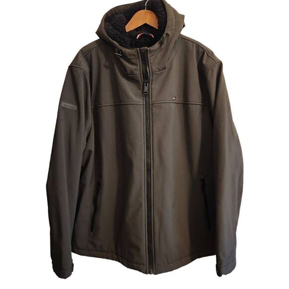 Tommy Hilfiger Jacket XXL Mens Softshell Sherpa Lined Olive Green - Picture 1 of 7
